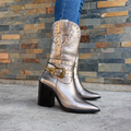 Bota Évora Plata de Piel | Tacón 8 cm