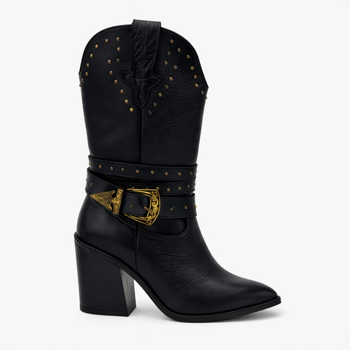 Bota Évora Negro de Piel | Tacón 8 cm