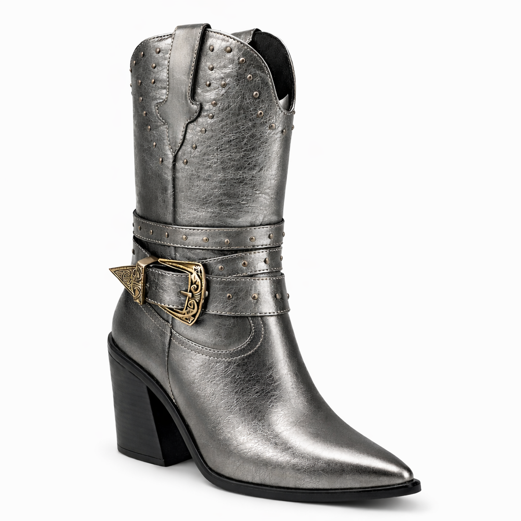 Bota Évora Plata de Piel | Tacón 8 cm