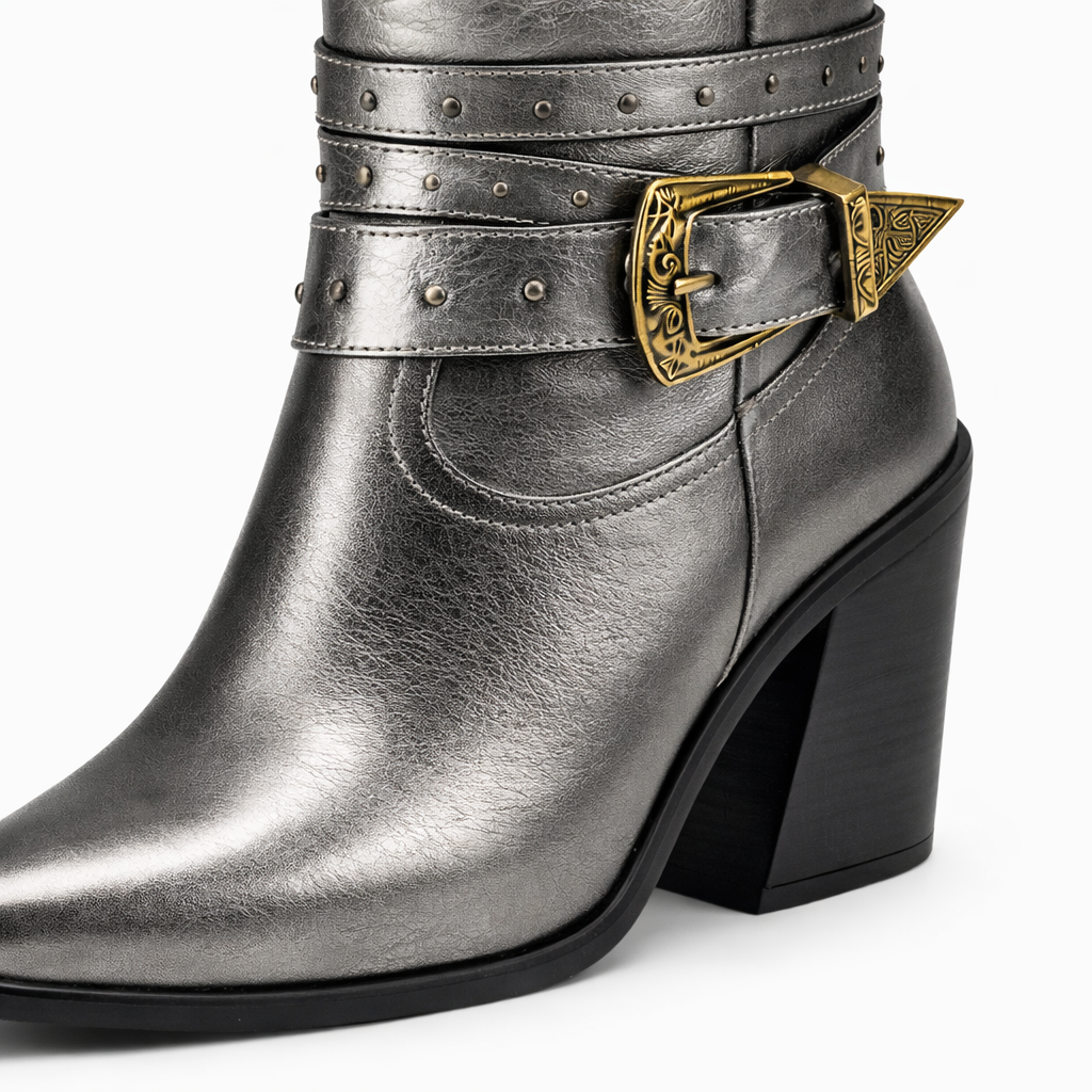 Bota Évora Plata de Piel | Tacón 8 cm