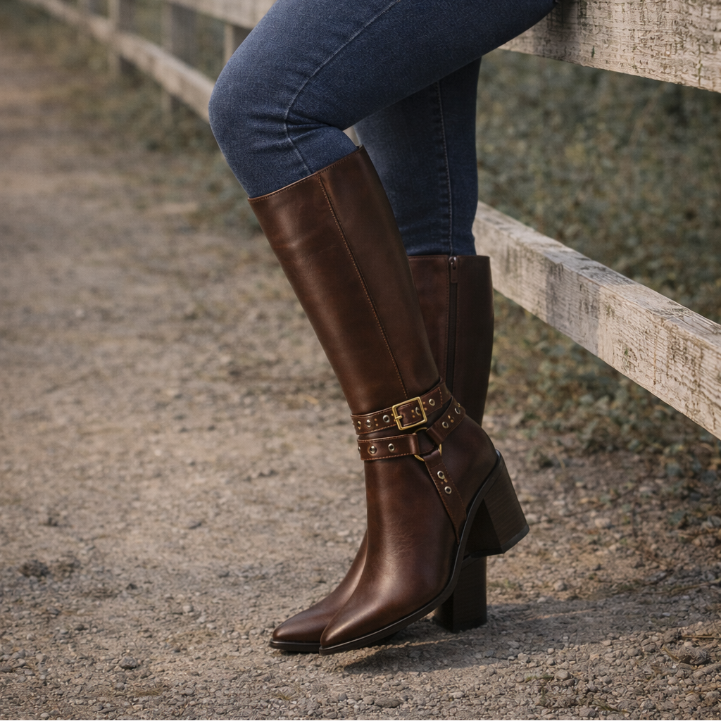 Bota Alessia de Piel chocolate